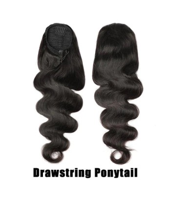 Queue de cheval Ponytail  Noir A Cordon Remy Hair Body Wave pas cher 