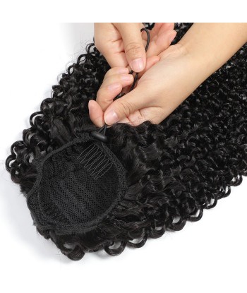 Queue de cheval Ponytail  Noir A Cordon Remy Hair Kinky Curly le des métaux précieux