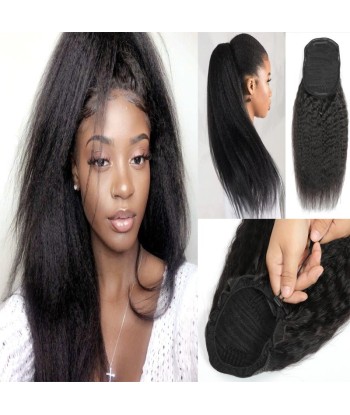 Queue de cheval Ponytail  Noir A Cordon Remy Hair Kinky Straight solde