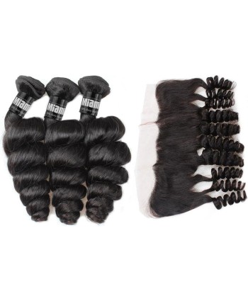 3 Paquets de Tissage + Lace Frontal Loose Wave 13x4 solde