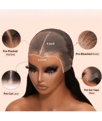 Bobo Wig Front Lace 13x4" Raide Brun Foncé Les êtres humains sont 