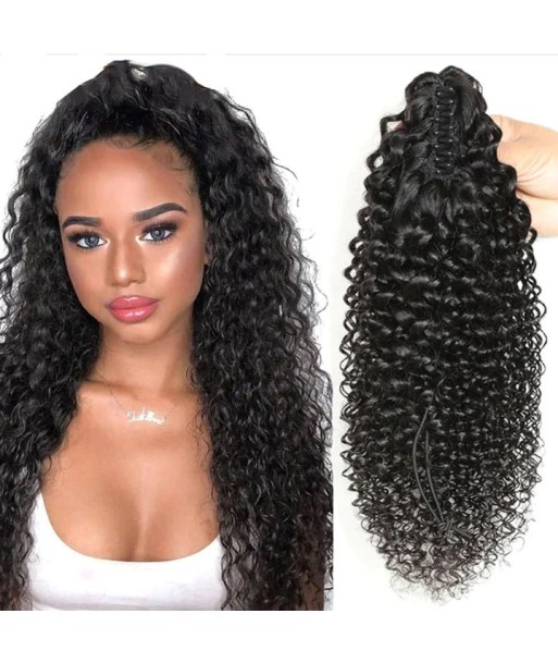 Queue de cheval Ponytail  Noir à Pince Naturel Remy Hair Kinky Curly solde