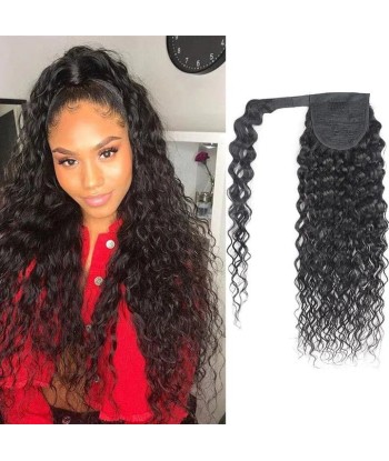 Queue de cheval Ponytail  Noir Ruban Magique Remy Hair Water Wave 50% de réduction en Octobre 2024