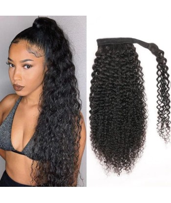 Queue de cheval Ponytail  Noir Ruban Magique Remy Hair Kinky Curly la chaussure