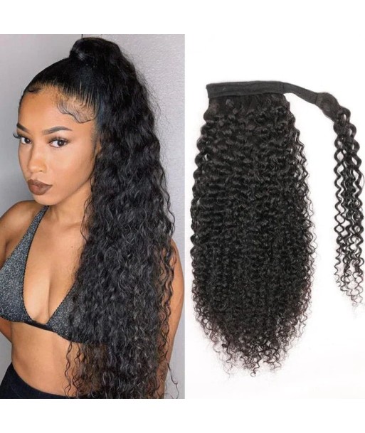 Queue de cheval Ponytail  Noir Ruban Magique Remy Hair Kinky Curly la chaussure