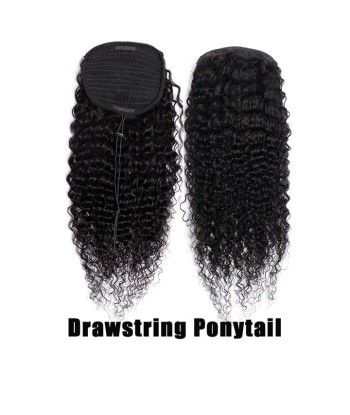 Queue de cheval Ponytail  Noir A Cordon Remy Hair Deep Wave 50-70% off 