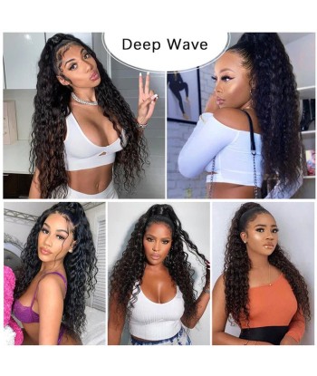 Queue de cheval Ponytail  Noir A Cordon Remy Hair Deep Wave 50-70% off 